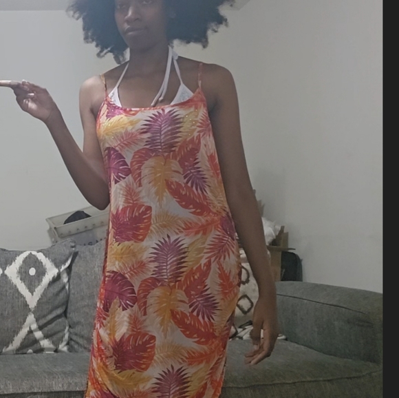 M  orange red tropical swim top - Picture 6 of 6